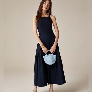 J Crew Pintuck Mixy Dress Navy size Medium NWT